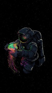 Создать мем: космонавт с медузой обои, астронавт, космонавт