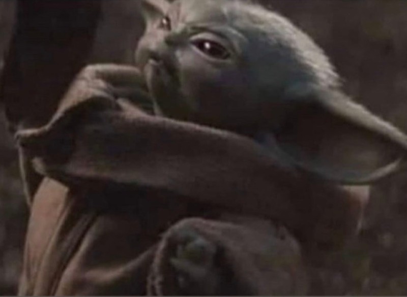 Create meme: iodine , baby Yoda, sad baby Yoda