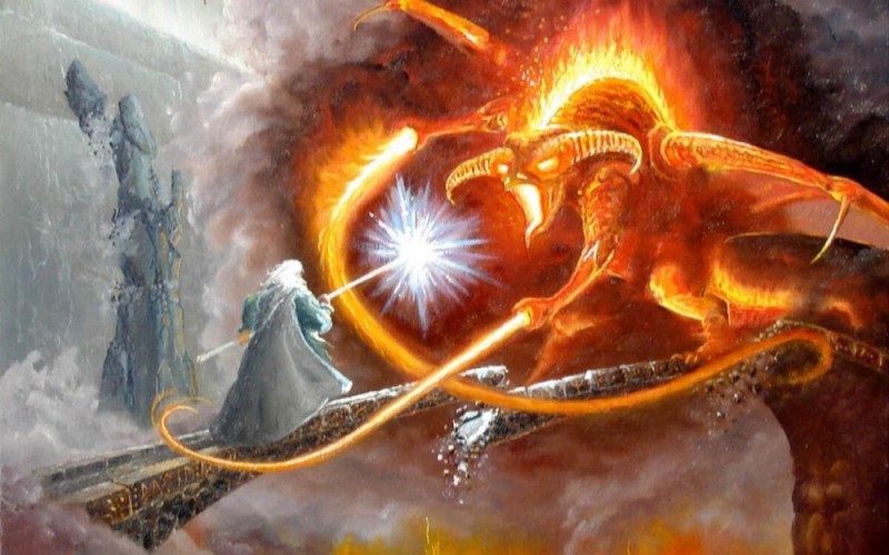 Create meme: Gandalf and the Balrog, the lord of the rings balrog, The Balrog from the Lord of the Rings