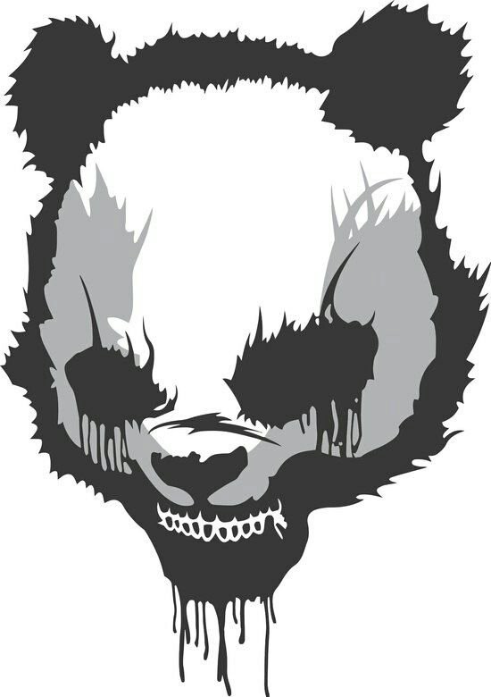 Create meme: angry Panda, The bear's skull drawing, panda face art