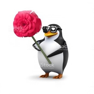 Create meme: meme penguin phone, the penguin meme, penguin with flowers