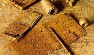 Create meme: letter on birch bark in the ancient Rus, ancient written sources, writing on birch bark
