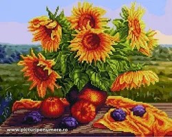 Create meme: diamond mosaic sunflowers in a basket, diamond mosaic sunflowers, painting sunflowers