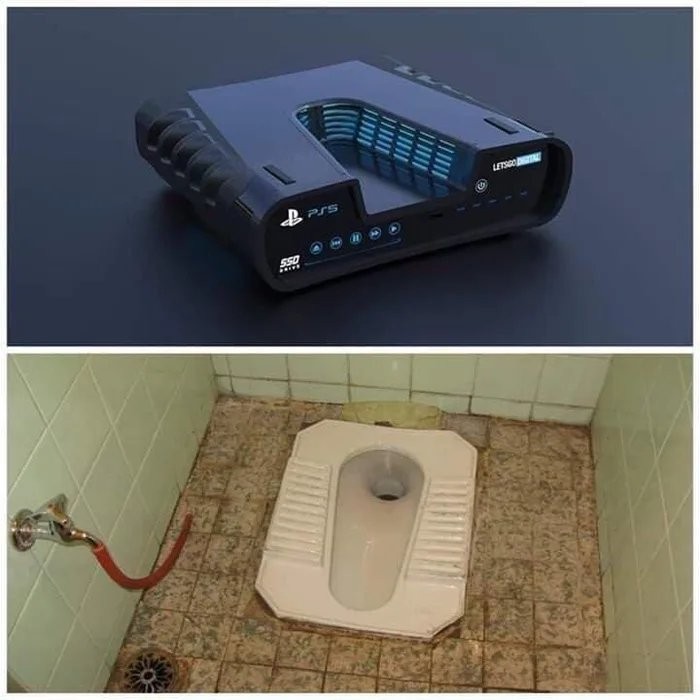 Создать мем: playstation, туалет типа сортир, унитаз в полу