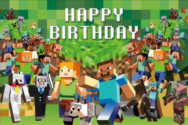 Create meme: happy birthday minecraft, minecraft , minecraft card