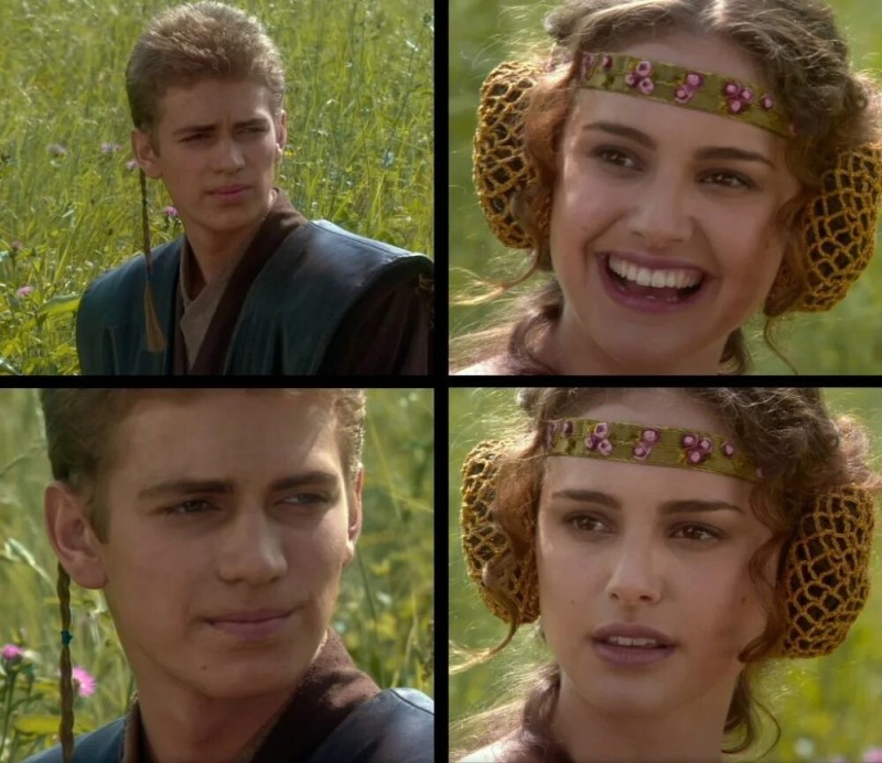 Create meme: meme Anakin and Padme on a picnic, Star wars Anakin and Padme, Anakin and Padme