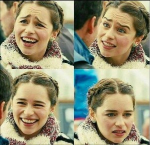 Create meme: Emilia Clarke, Emilia Clarke facial expressions eyebrows, game eyebrows Emilia Clarke