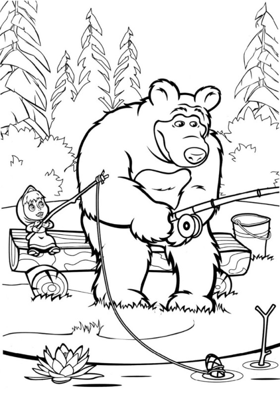 Create meme: coloring pages for boys masha and the bear, masha and the bear coloring book, masha and the bear coloring book for kids